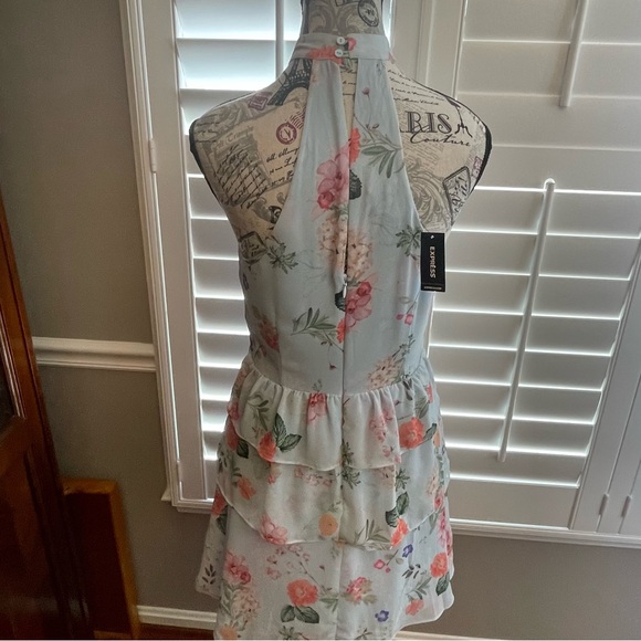 Express Light Blue Floral Halter Dress - Picture 4 of 9